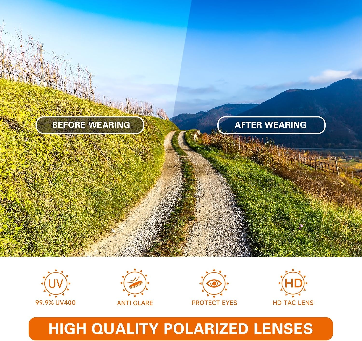 image:imagesuoso Polarized Sports Sunglasses for Men UV400 Wrap Around TR90 Ideal for Fishing Driving Cycling Running Golf Wide Temples Polarized Lenses Reduce Glare Scratch Resistant AntiSlipC04black Grey Camo FrameBlue Lens
