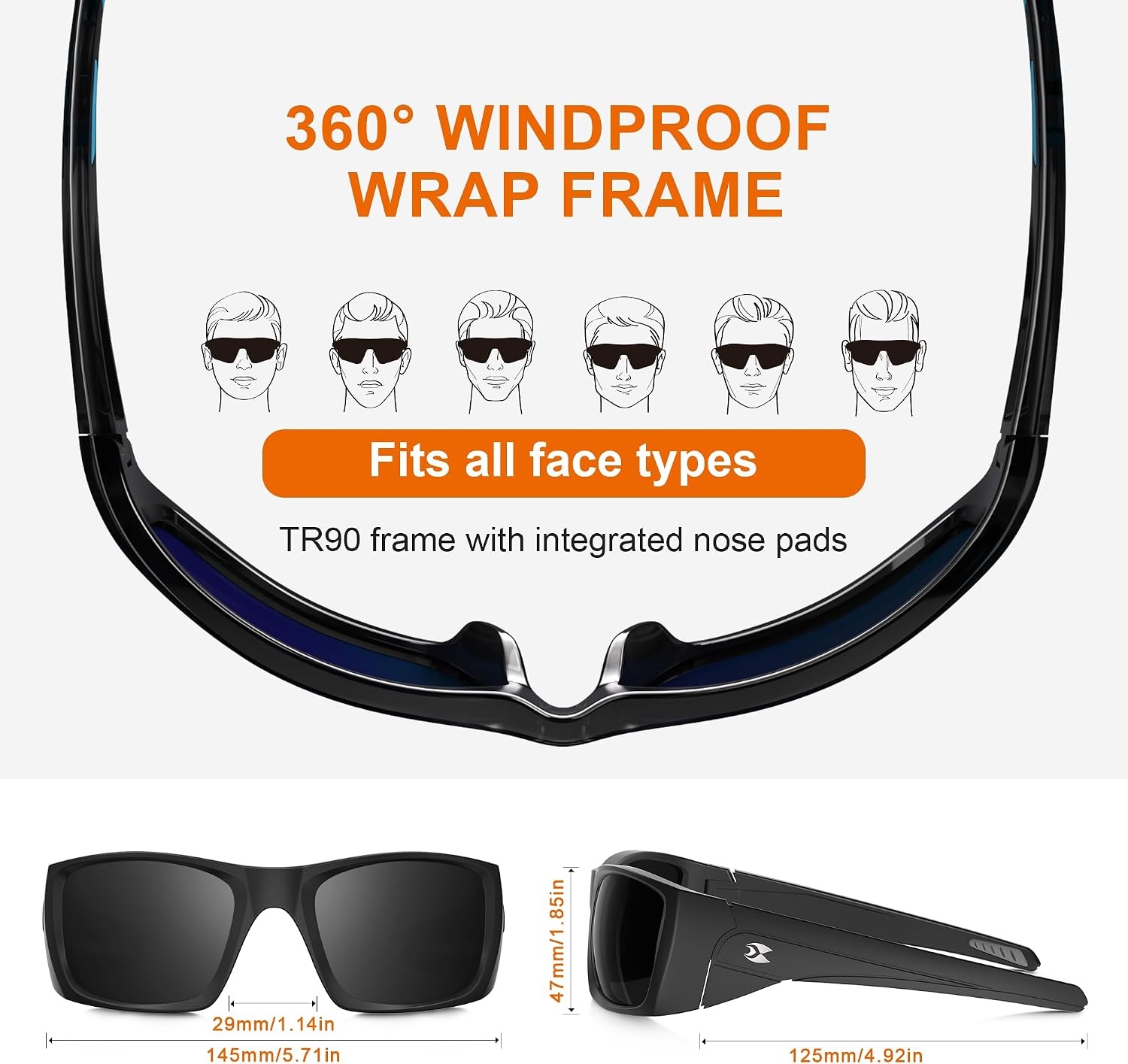 image:imagesuoso Polarized Sports Sunglasses for Men UV400 Wrap Around TR90 Ideal for Fishing Driving Cycling Running Golf Wide Temples Polarized Lenses Reduce Glare Scratch Resistant AntiSlipC05black Clear Camo FrameBlue Lens