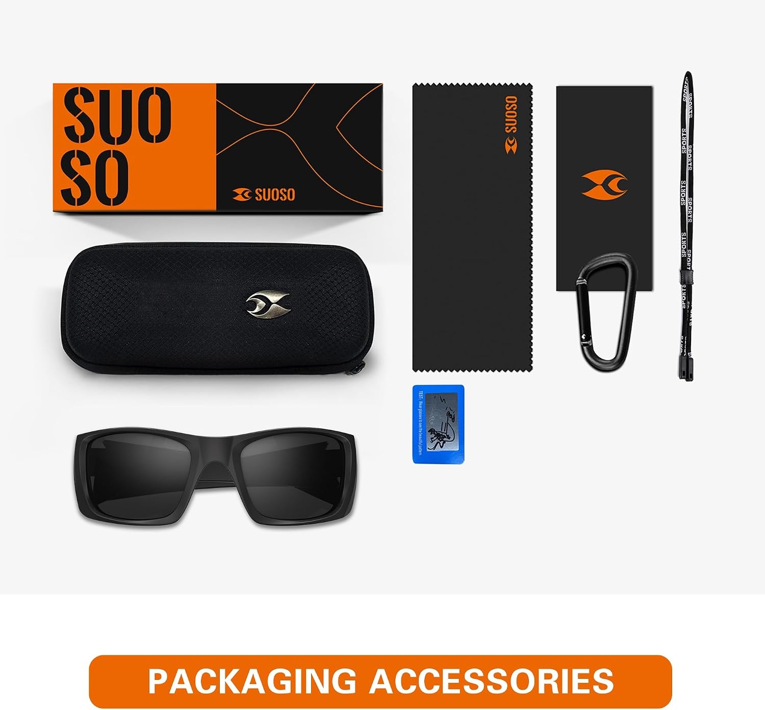 image:imagesuoso Polarized Sports Sunglasses for Men UV400 Wrap Around TR90 Ideal for Fishing Driving Cycling Running Golf Wide Temples Polarized Lenses Reduce Glare Scratch Resistant AntiSlipC09black FrameNight Driving Lens