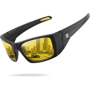 suoso Polarized Sports Sunglasses for Men, UV400 Wrap Around TR90 | Ideal for Fishing, Driving, Cycling, Running, Golf; Wide Temples; Polarized Lenses Reduce Glare; Scratch Resistant; Anti-Slip(C09-black Frame/Night Driving Lens)