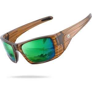 suoso Polarized Sports Sunglasses for Men, UV400 Wrap Around TR90 | Ideal for Fishing, Driving, Cycling, Running, Golf; Wide Temples; Polarized Lenses Reduce Glare; Scratch Resistant; Anti-Slip(C15-amber Brown Frame / Green Lens)